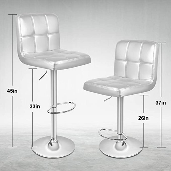 Orren Ellis Martel Swivel Adjustable Height PU Leather Bar Stool with